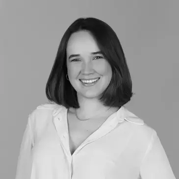 Black and white portrait of smiling woman