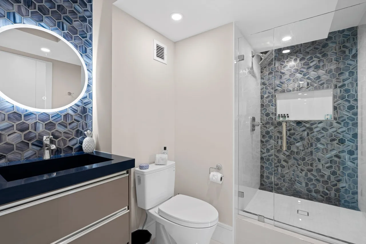 Sleek bathroom design with shower