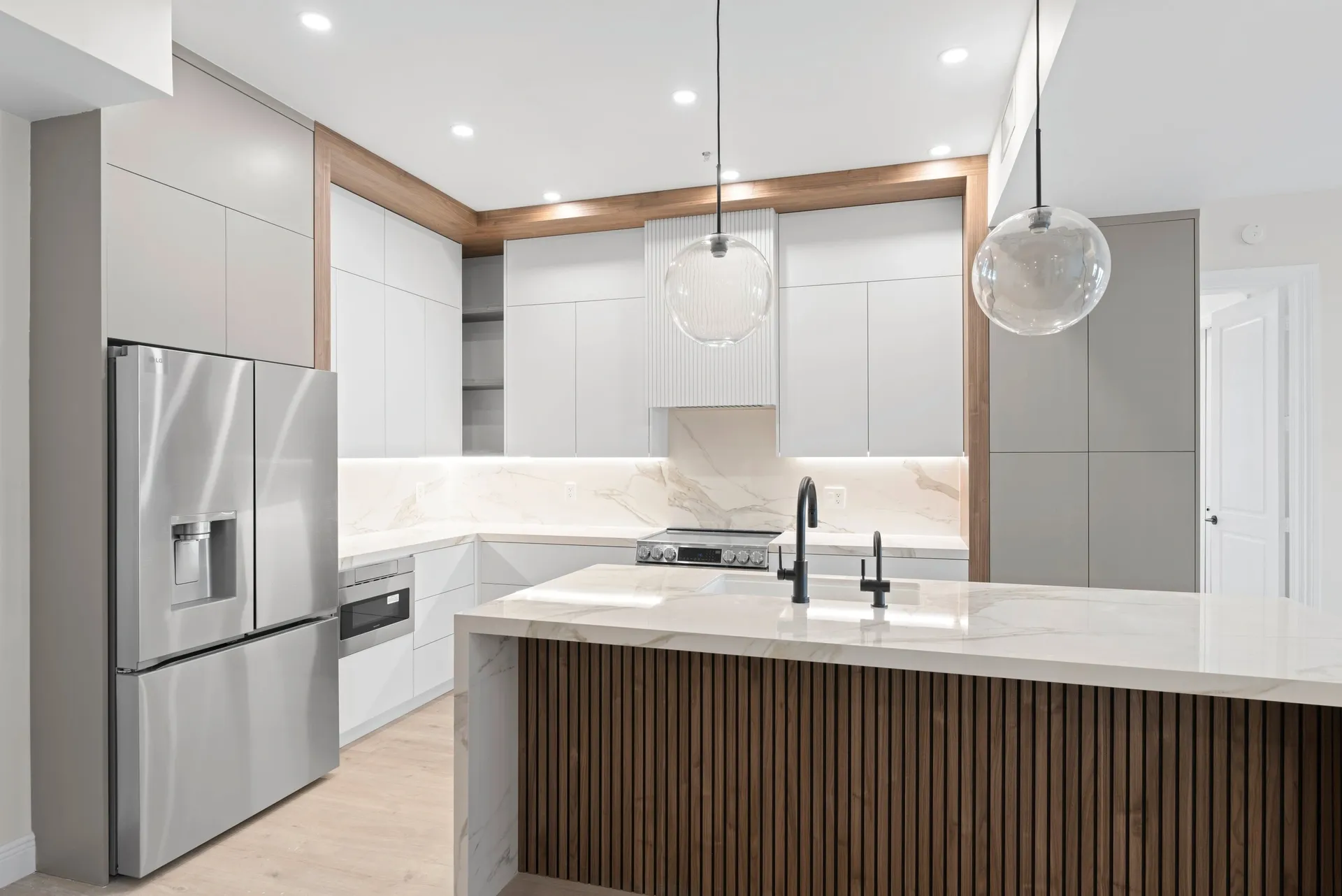 Contemporary kitchen featuring stainless steel appliances